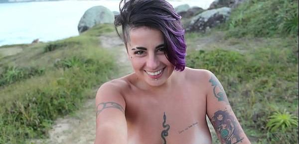  beautiful tattooed woman with colored hair